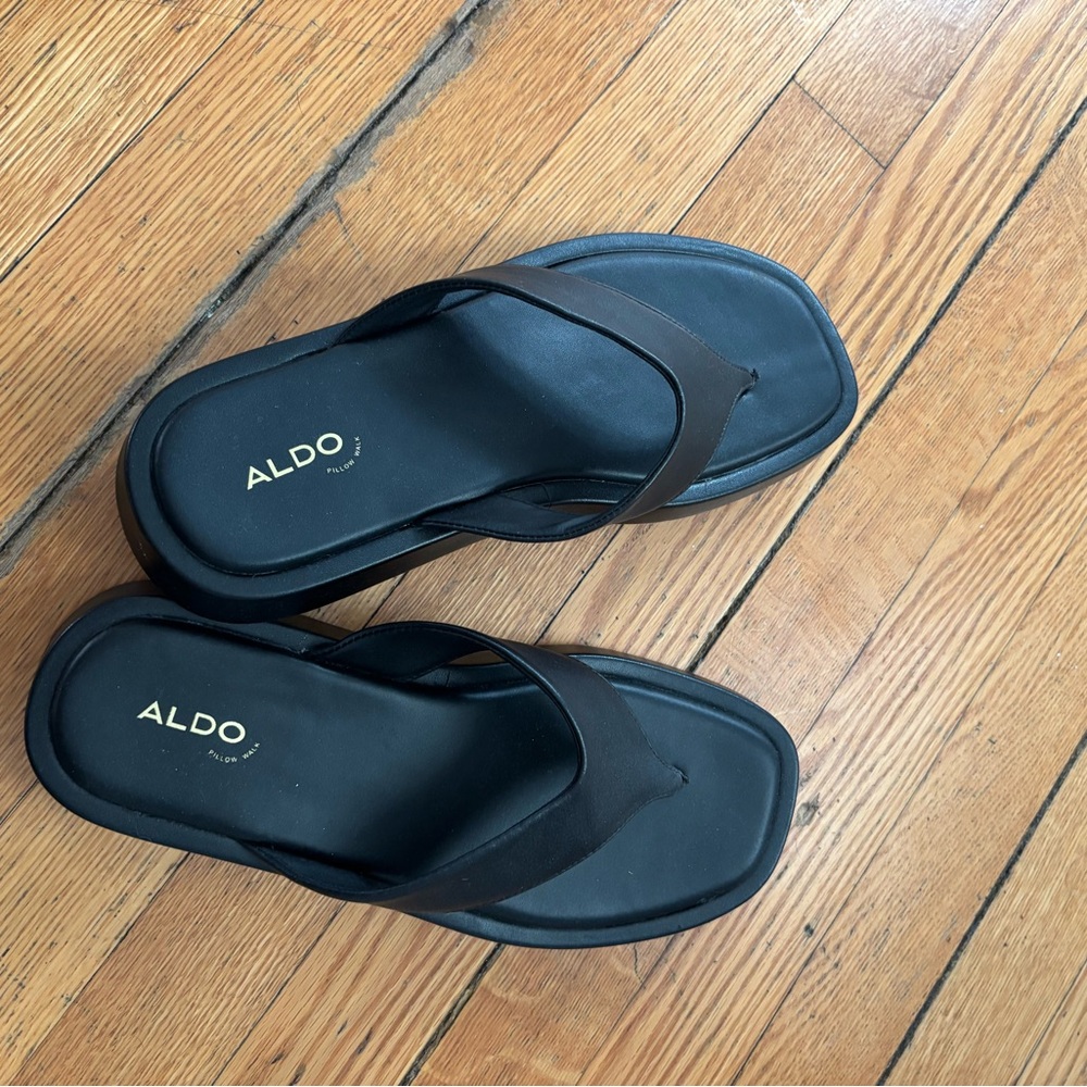 Aldo Black Leather Sandals